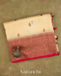 Ivory Pure Kora Silk Handloom Saree