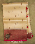 Ivory Pure Kora Silk Handloom Saree