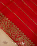 Ivory Pure Kora Silk Handloom Saree