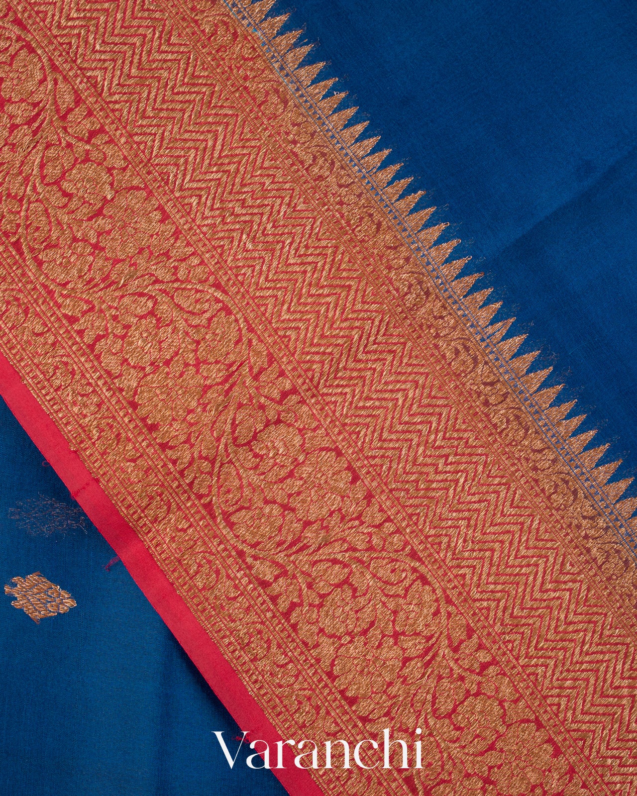 Royal Blue Pure Kora Silk Saree