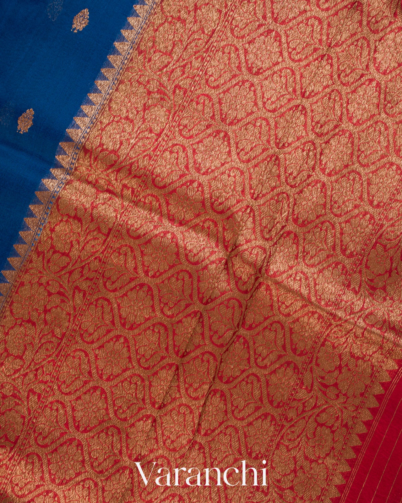 Royal Blue Pure Kora Silk Saree