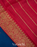Royal Blue Pure Kora Silk Saree