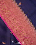 Navy Blue Pure Kora Silk Handloom Saree