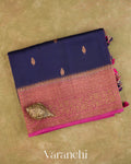 Navy Blue Pure Kora Silk Handloom Saree