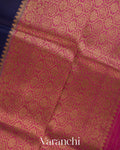 Navy Blue Pure Kora Silk Handloom Saree