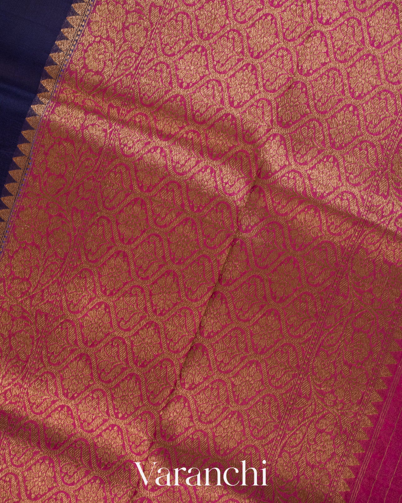 Navy Blue Pure Kora Silk Handloom Saree