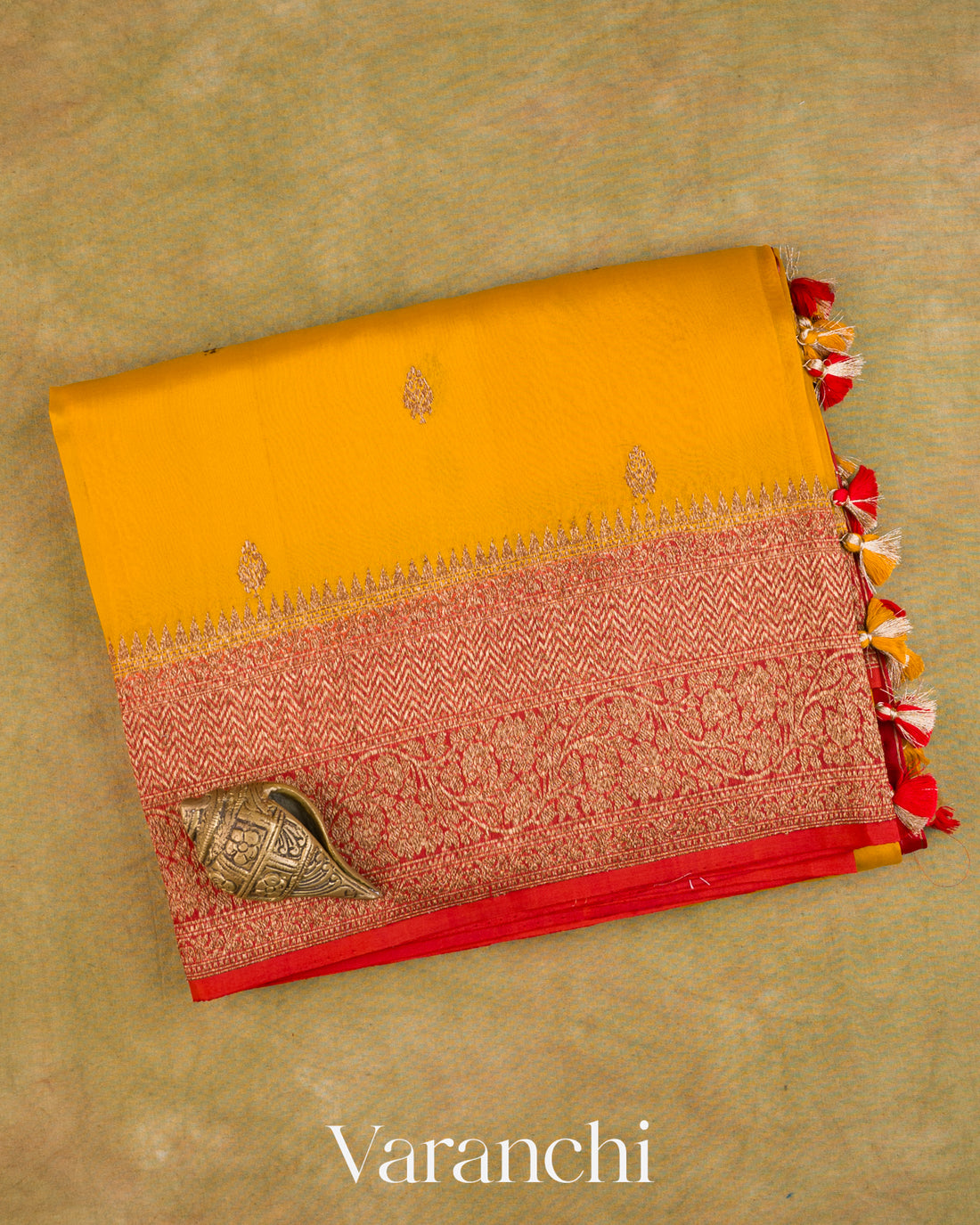Turmeric Yellow Pure Kora Silk Saree