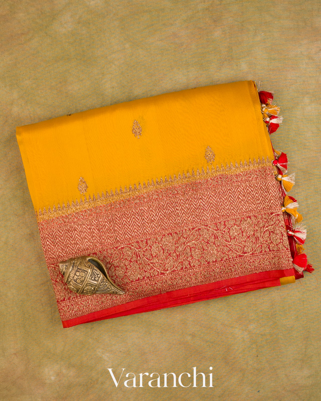 Turmeric Yellow Pure Kora Silk Saree