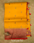 Turmeric Yellow Pure Kora Silk Saree