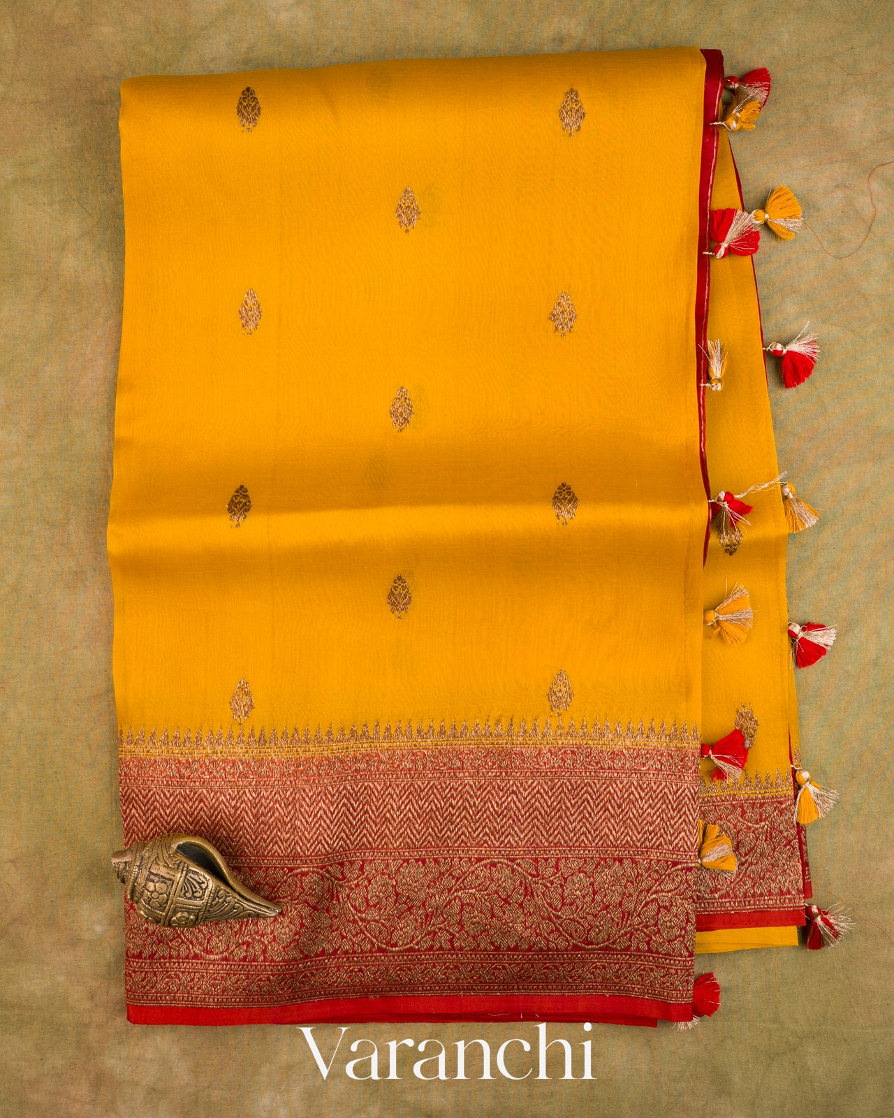 Turmeric Yellow Pure Kora Silk Saree