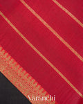 Jet Black Pure Kora Silk Saree