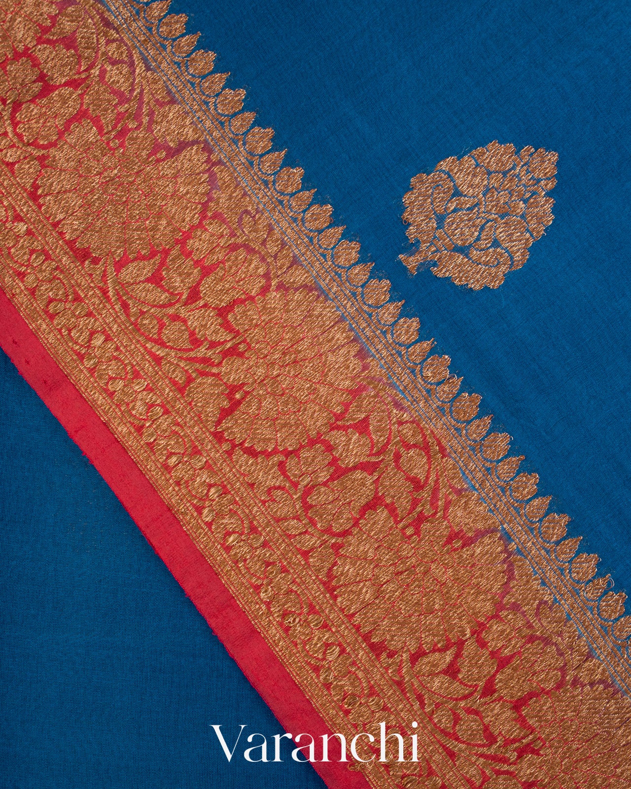 Royal Blue Pure Kora Silk Handloom Saree