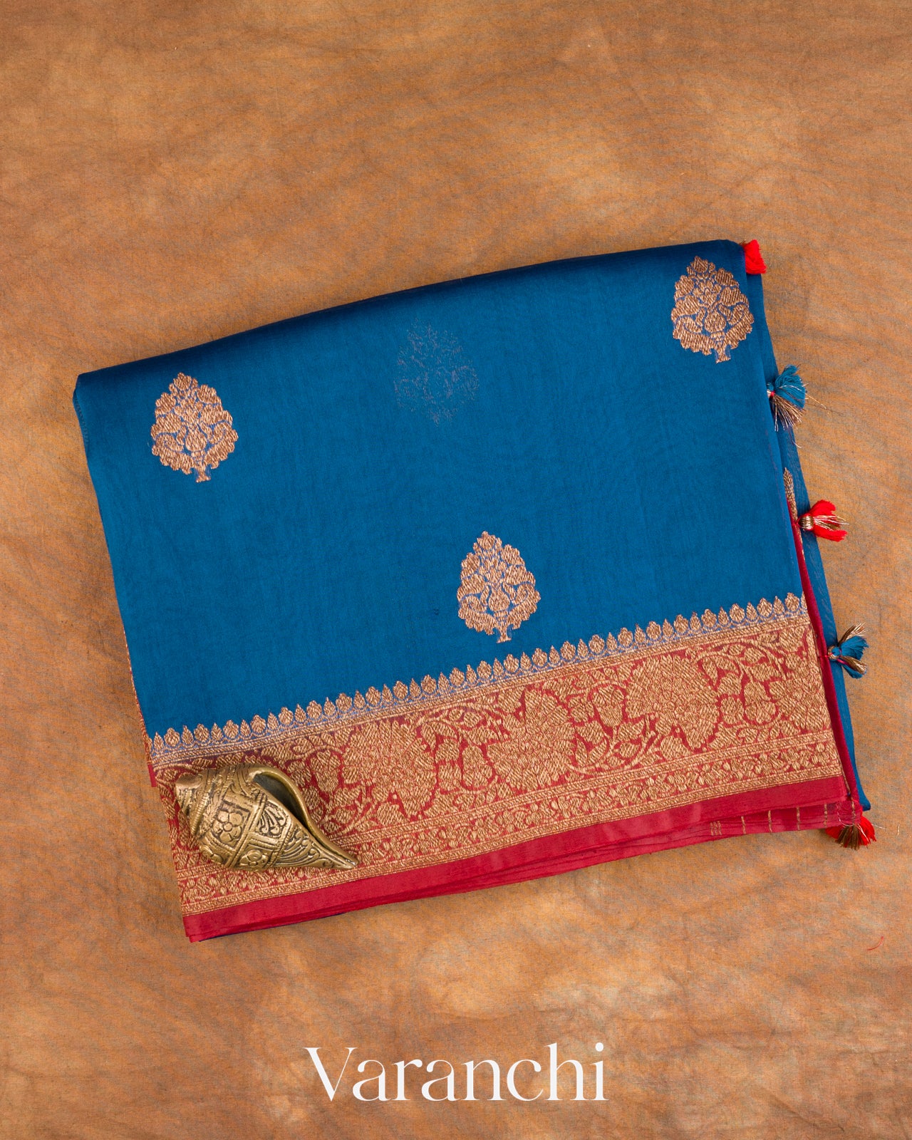 Royal Blue Pure Kora Silk Handloom Saree