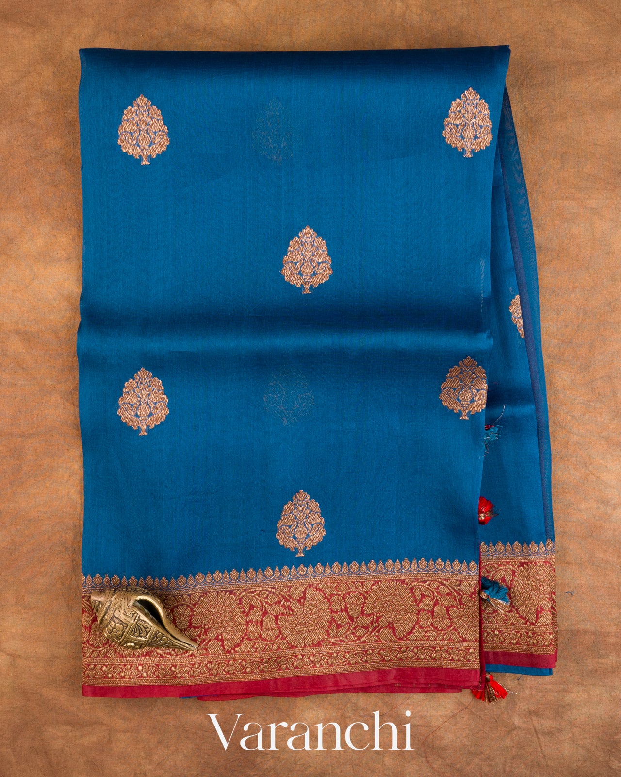 Royal Blue Pure Kora Silk Handloom Saree