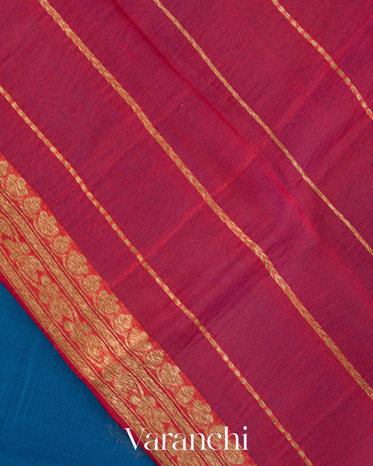 Royal Blue Pure Kora Silk Handloom Saree