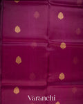 Wine Purple Pure Kora Silk Handloom Saree