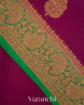 Wine Purple Pure Kora Silk Handloom Saree