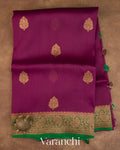 Wine Purple Pure Kora Silk Handloom Saree