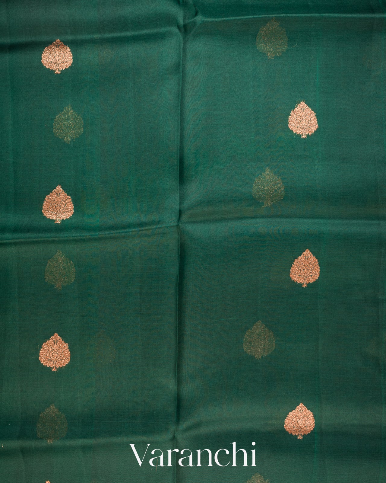 Bottle Green Pure Kora Silk Handloom Saree