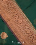 Bottle Green Pure Kora Silk Handloom Saree