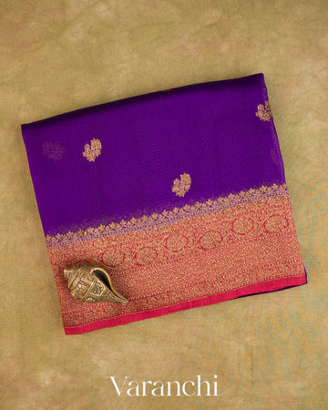 Royal Purple Pure Kora Silk Saree