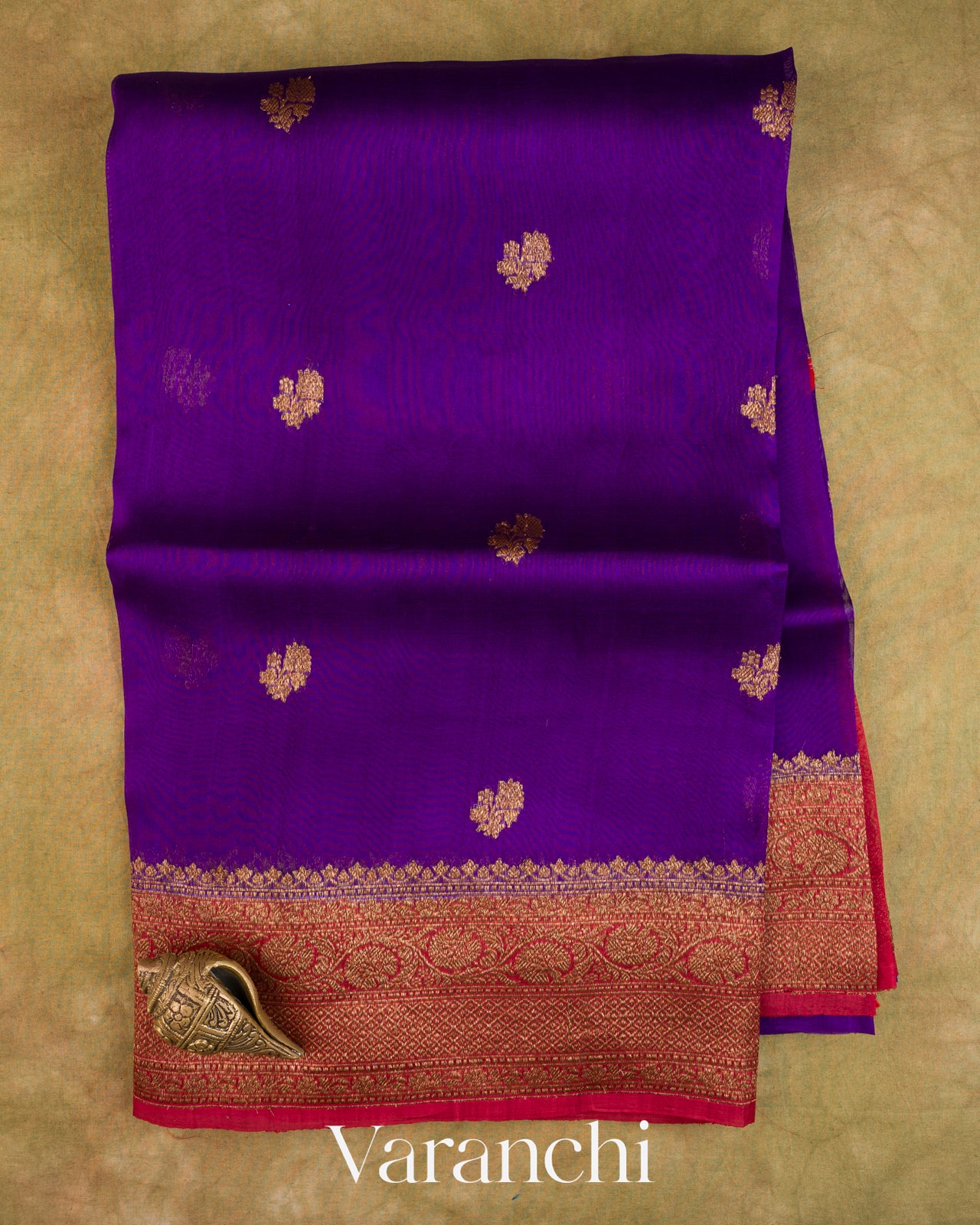 Royal Purple Pure Kora Silk Saree