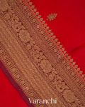 Bright Red Pure Kora Silk Handloom Saree