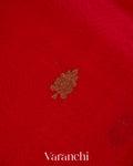 Bright Red Pure Kora Silk Handloom Saree