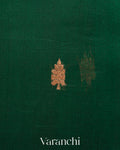 Bottle Green Pure Kora Silk Handloom Saree