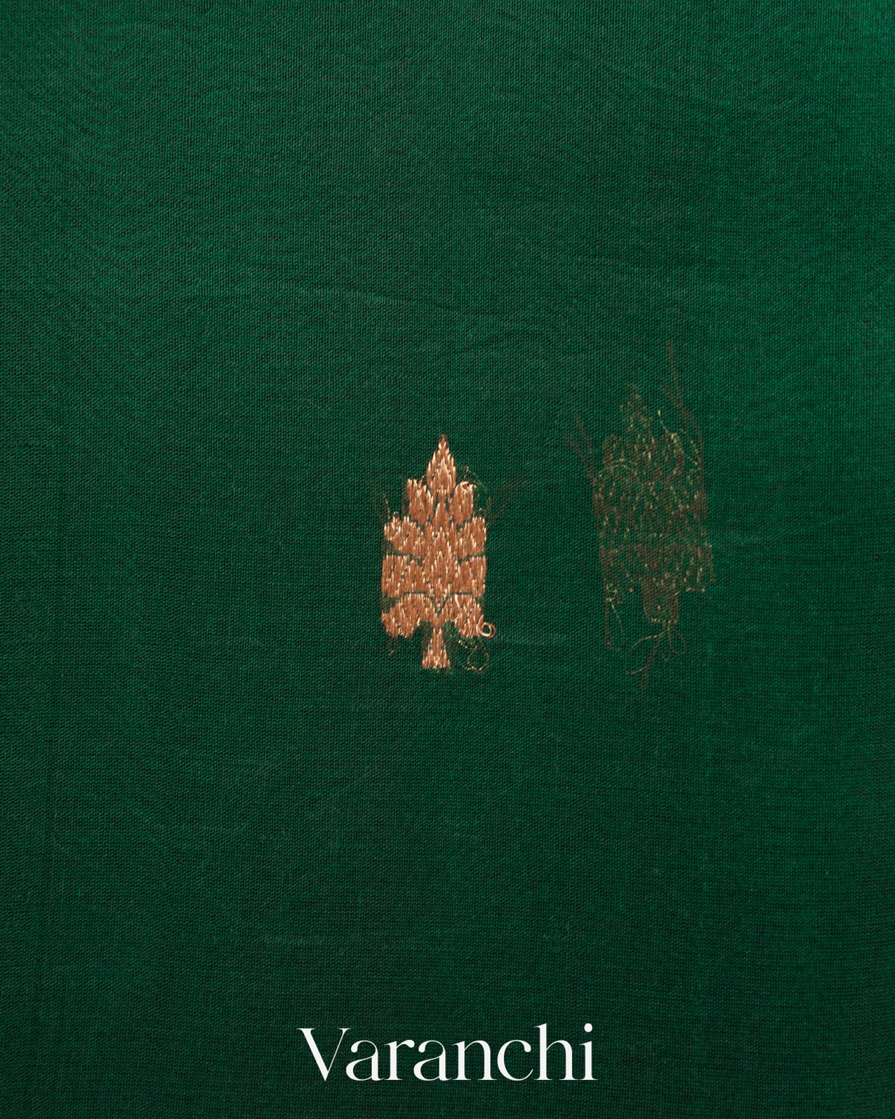Bottle Green Pure Kora Silk Handloom Saree
