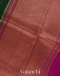 Bottle Green Pure Kora Silk Handloom Saree