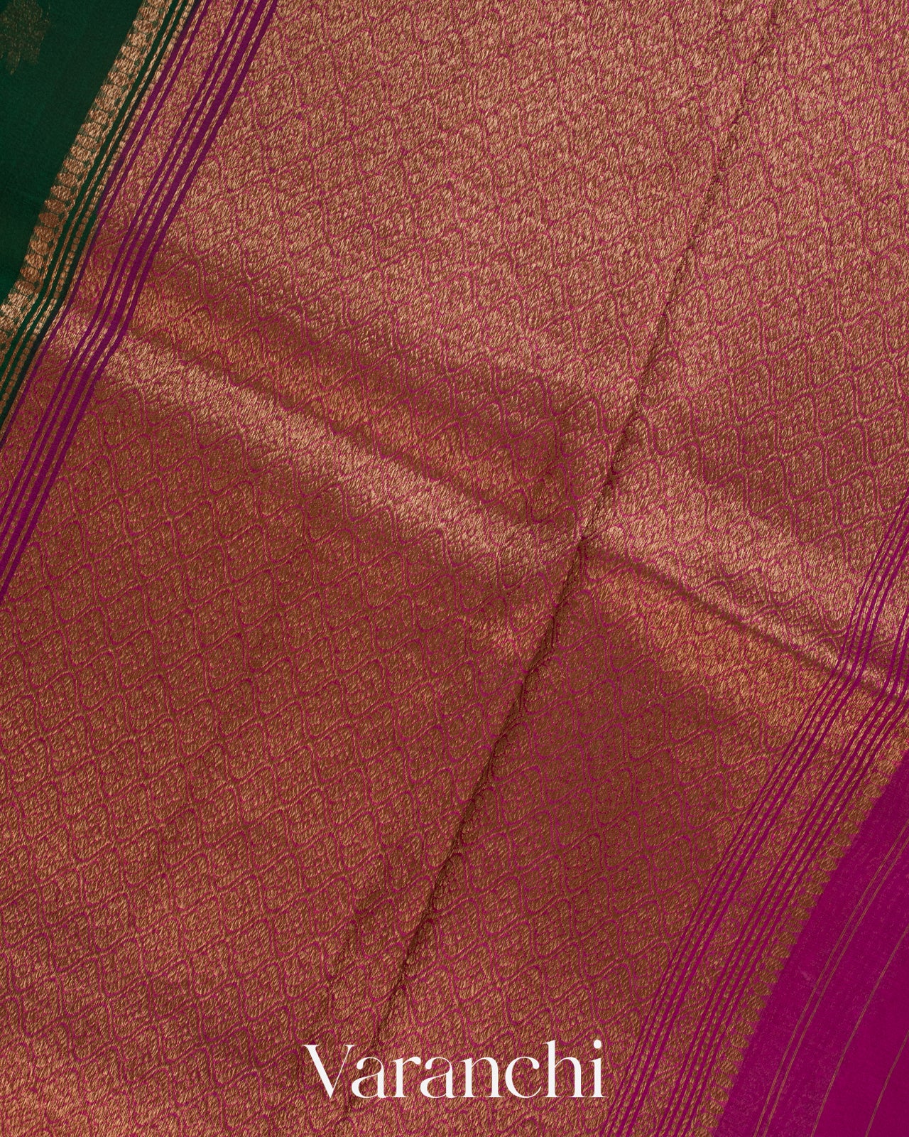 Bottle Green Pure Kora Silk Handloom Saree