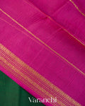 Bottle Green Pure Kora Silk Handloom Saree