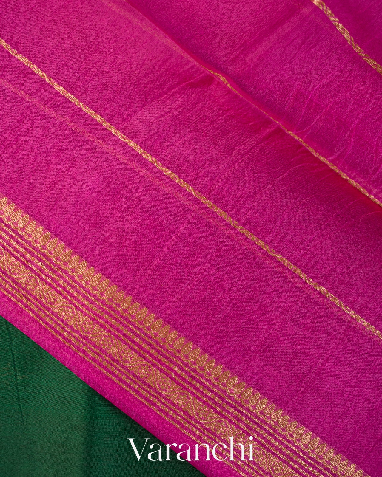 Bottle Green Pure Kora Silk Handloom Saree
