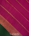 Bottle Green Pure Kora Silk Handloom Saree