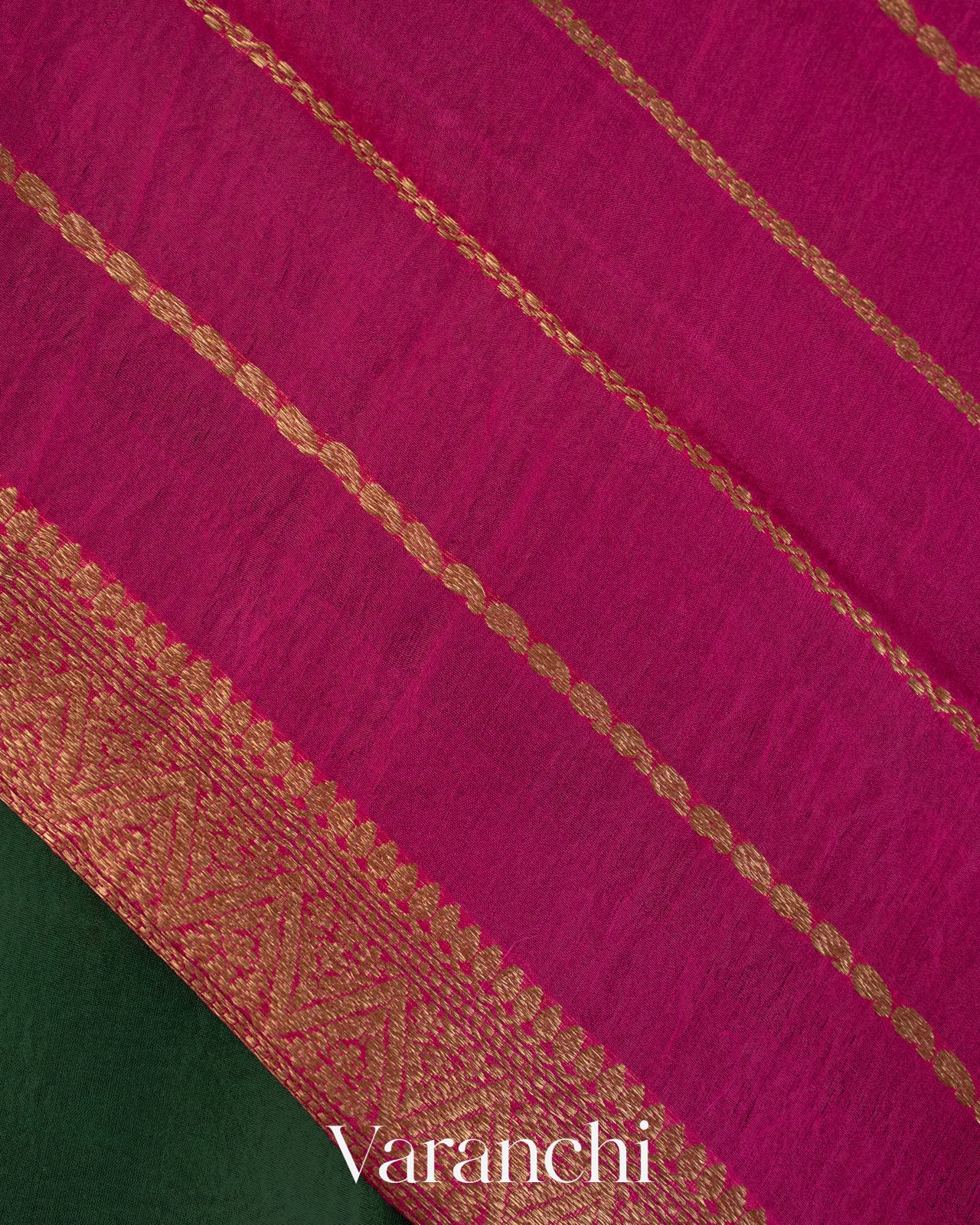 Bottle Green Pure Kora Silk Handloom Saree