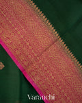 Bottle Green Pure Kora Silk Handloom Saree