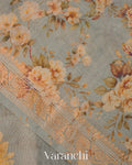 Ash Grey Digital Printed Pure Silk Cotton Tissue Saree