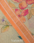 Ivory Digital Floral Printed Pure Silk Cotton Saree
