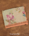 Ivory Digital Floral Printed Pure Silk Cotton Saree