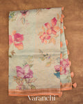 Ivory Digital Floral Printed Pure Silk Cotton Saree