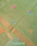 Sage Green Digital Floral Printed Pure Silk Cotton Saree