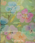 Sage Green Digital Floral Printed Pure Silk Cotton Saree
