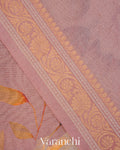 Dusty Rose Digital Floral Printed Pure Silk Cotton Tissue Saree