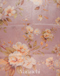 Dusty Rose Digital Floral Printed Pure Silk Cotton Tissue Saree