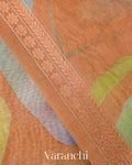 Peach Digital Floral Printed Pure Silk Cotton Saree