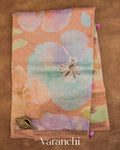 Peach Digital Floral Printed Pure Silk Cotton Saree