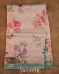 Blush Pink Digital Floral Printed Pure Silk Cotton Tissue Saree