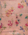 Blush Pink Digital Floral Printed Pure Silk Cotton Tissue Saree
