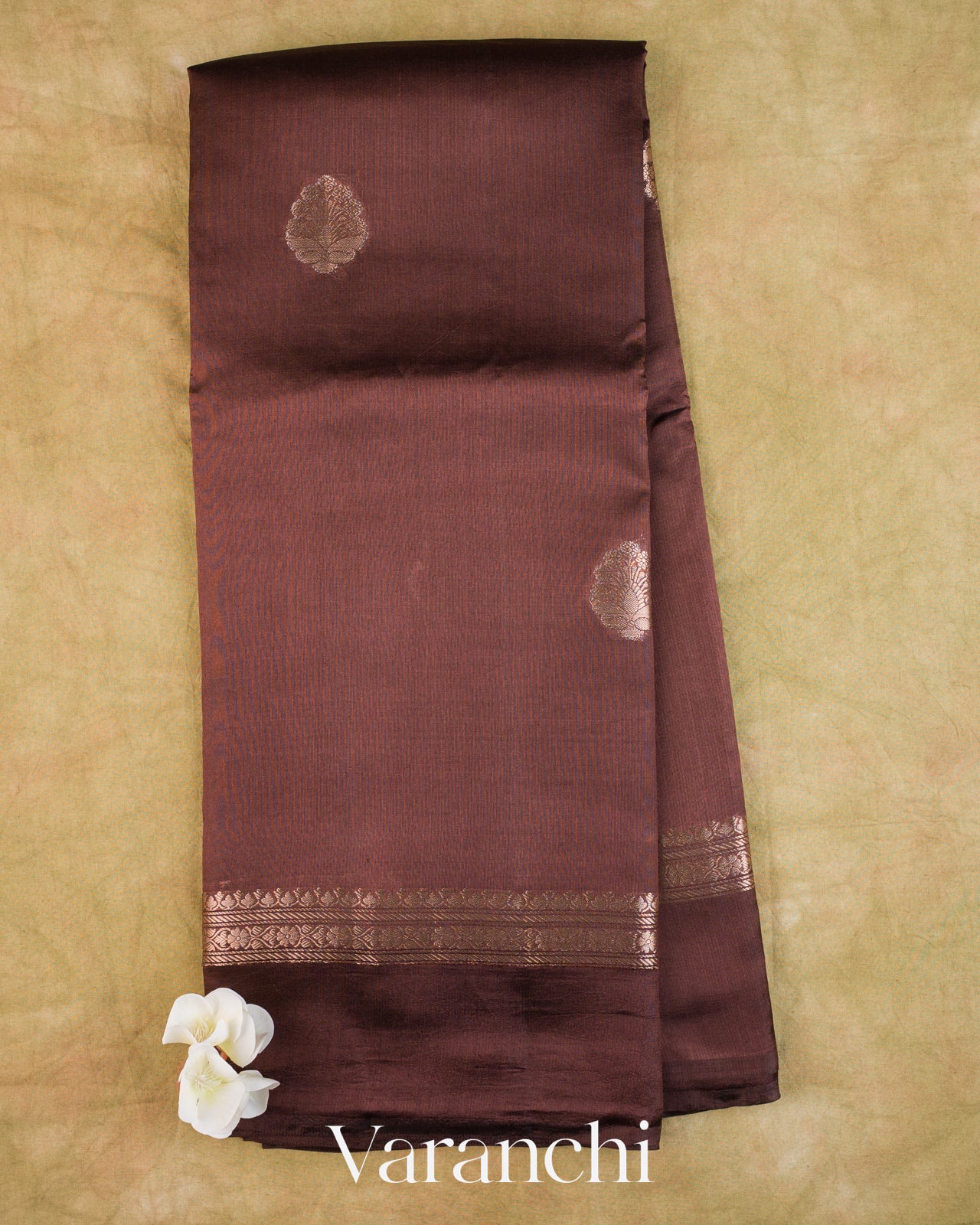 Deep Brown Pure Poona Silk Saree